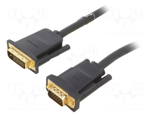 Cable; D-Sub 15pin HD plug,DVI-D (24+1) plug; PVC; Len: 1m; black VENTION EABBF