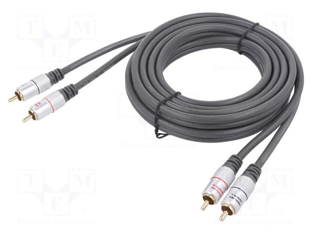 Cable; RCA plug x2,both sides; 3m; black PROLINK TCV4270-3.0