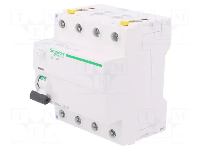 RCD breaker; Inom: 100A; Ires: 300mA; Poles: 4; 400VAC; IP20; 1÷25mm2 SCHNEIDER ELECTRIC A9Z24491