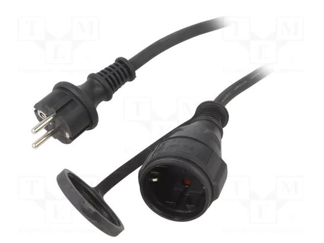 Extension lead; 3x1.5mm2; Sockets: 1; PVC; black; 10m; 10A Goobay NK-138-3/15/10BK