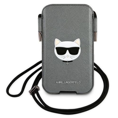 Karl Lagerfeld Torebka KLHCP12LOPHCHG 6,7" szary/grey hardcase Saffiano Ikonik Choupette Head, Karl Lagerfeld 3666339018689 3666339018689