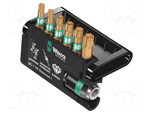 Kit: screwdriver bits; plastic box; Torx®; 1/4"; 7pcs. WERA WERA.05057415001