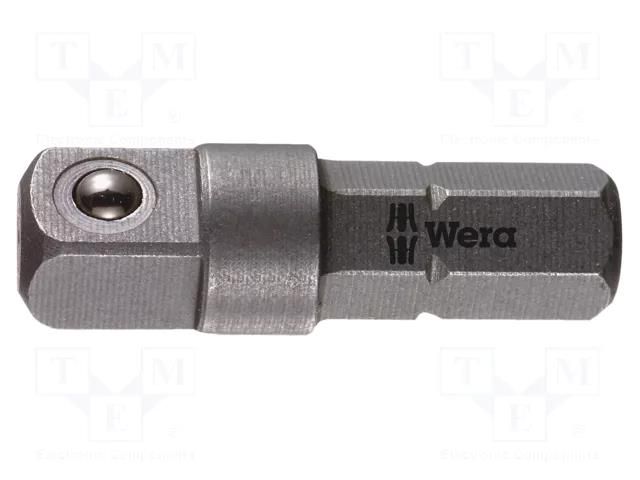 Adapter; Overall len: 25mm; Mounting: hexagon 1/4"/ square 1/4" WERA WERA.05136000001