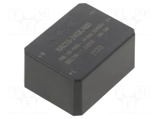 Converter: AC/DC; 15W; Uin: 85÷528VAC,120÷750VDC; Uout: 24VDC; 87% RECOM RAC15-24SK/480