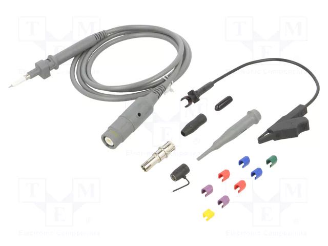 Probe: for oscilloscope; 0÷500MHz; 10: 1; 0.9ns; 10÷25pF; grey; 1.2m STÄUBLI 68.9433-28