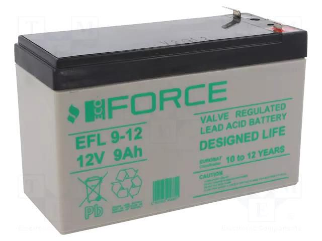 Re-battery: acid-lead; 12V; 9Ah; AGM; maintenance-free; EFL ECO FORCE ACCU-EFL9-12T2/ECF