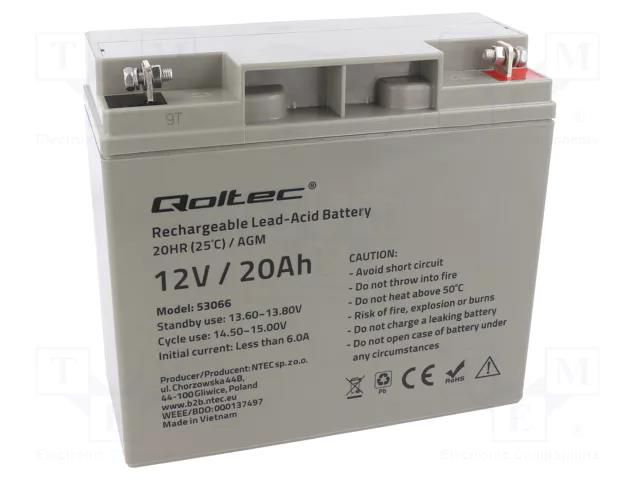 Re-battery: acid-lead; 12V; 20Ah; AGM; maintenance-free QOLTEC ACCU-HP20-12/Q