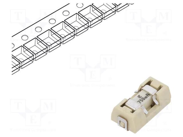 Fuse: fuse; 750mA; 125VAC; 125V; 125VDC; quick blow; SMD; 154 LITTELFUSE 0154.750DR