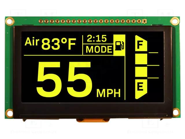 Display: OLED; graphical; 2.7"; 128x64; Dim: 82x47.5x5.5mm; yellow NEWHAVEN DISPLAY INTERNATIONAL NHD-2.7-12864WDY3