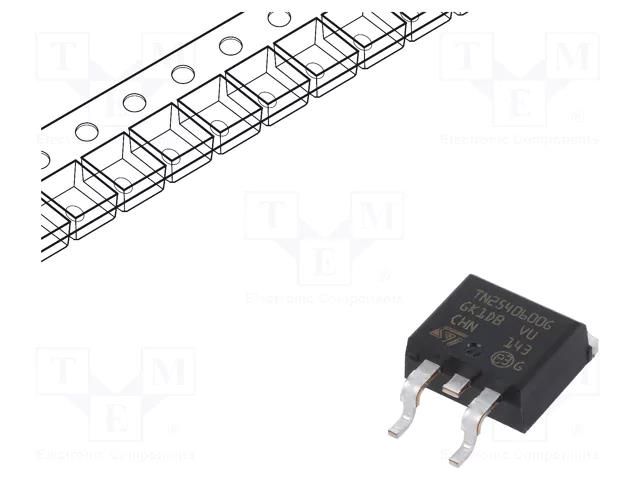 Thyristor; 600V; Ifmax: 25A; 16A; Igt: 40mA; D2PAK; SMD; reel,tape STMicroelectronics TN2540-600G-TR
