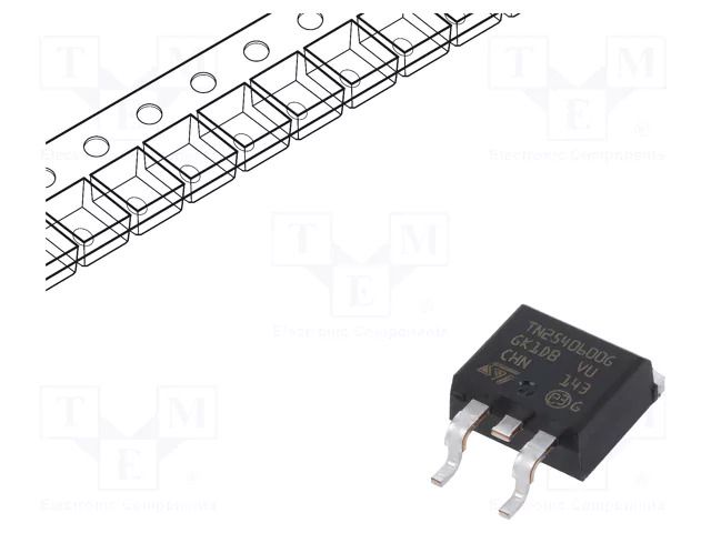 Thyristor; 600V; Ifmax: 25A; 16A; Igt: 40mA; D2PAK; SMD; reel,tape STMicroelectronics TN2540-600G-TR