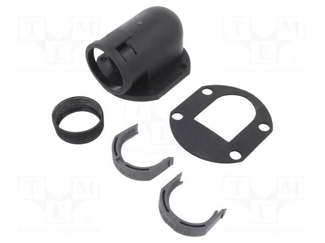 90° angled connector; polyamide 6; PMAFIX VOV; IP68; black PMA I-BVOV-P299