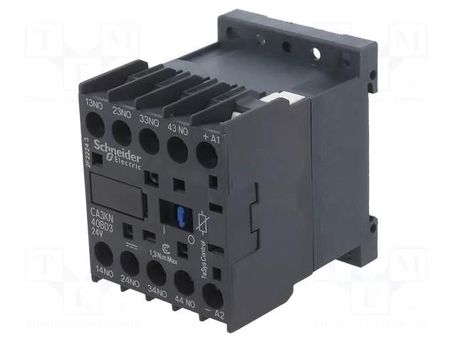 Contactor: 4-pole; NO x4; 24VDC; 10A; TeSys D; screw terminals SCHNEIDER ELECTRIC CA3KN40BD3