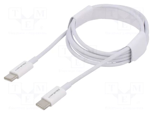 Cable; USB 2.0; USB C plug,both sides; 1m; white; 480Mbps; 60W QOLTEC QOLTEC-52359