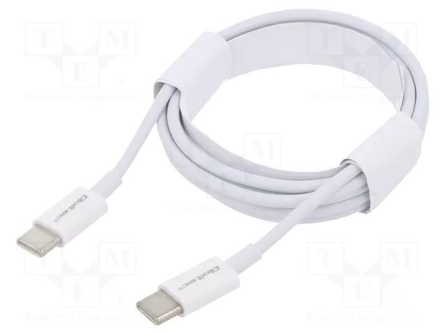 Cable; USB 2.0; USB C plug,both sides; 1.5m; white; 480Mbps; 60W QOLTEC QOLTEC-52360