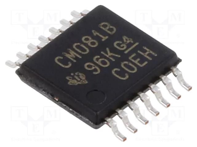 IC: digital; AND; Ch: 4; IN: 2; CMOS; SMD; TSSOP14; 3÷18VDC; -55÷125°C TEXAS INSTRUMENTS CD4081BPW