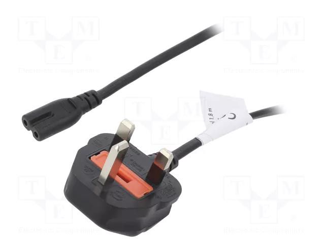 Cable; 3x0.75mm2; BS 1363 (G) plug,IEC C7 female; 1.8m; black LOGILINK CP166