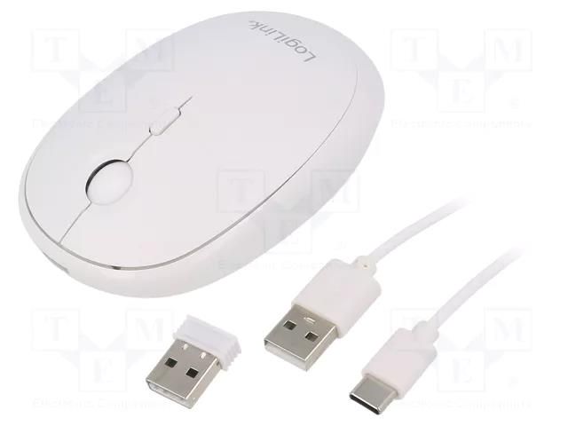 Optical mouse; white; USB A; wireless,Bluetooth 4.0; 10m LOGILINK ID0205