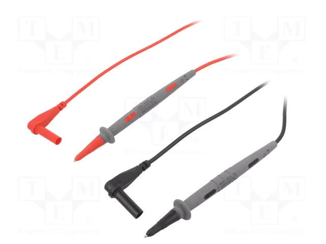 Test leads; probe tip x2,angular banana plug 4mm x2; black,red POMONA POM-6601