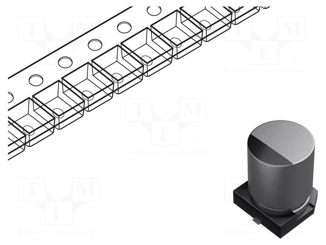 Capacitor: electrolytic; SMD; 47uF; 50VDC; Ø8x10.2mm; ±20%; 2000h KEMET EDH476M050S9MAA