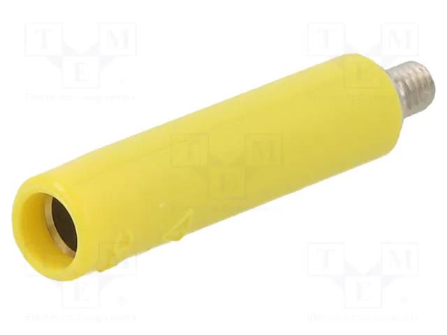 Connector: 4mm banana; socket; 32A; yellow; nickel plated; screw STÄUBLI B4-E-M3-I-24