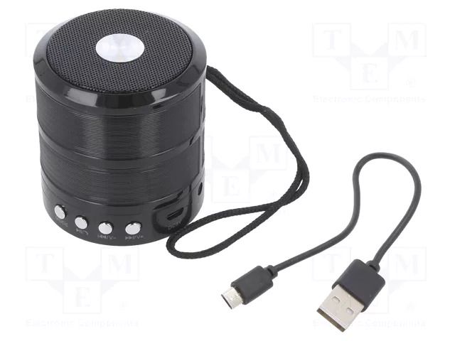 Speaker; black; microSD,USB B micro; 100Hz÷20kHz; 10m; 400mAh; 3h GEMBIRD SPK-BT-08-BK