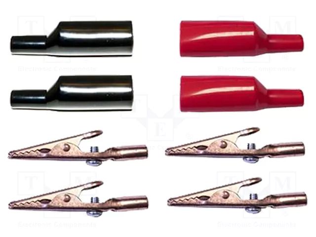 Crocodile clip; 10A; black,red; copper plated; Insulation: PVC MUELLER ELECTRIC 010012-KIT