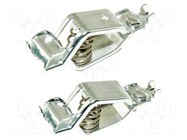 Crocodile clip; 25A; Contacts: steel; tinned; 2pcs. MUELLER ELECTRIC 010029-KIT