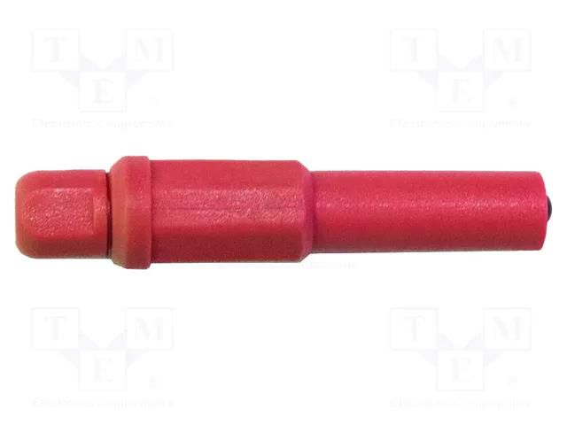 Connector: 4mm banana; plug; 20A; 1kV; red; insulated; brass MUELLER ELECTRIC BU-32603-2