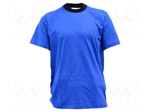 T-shirt; ESD; L; cotton,conductive fibers; blue ANTISTAT ATS-108-6572