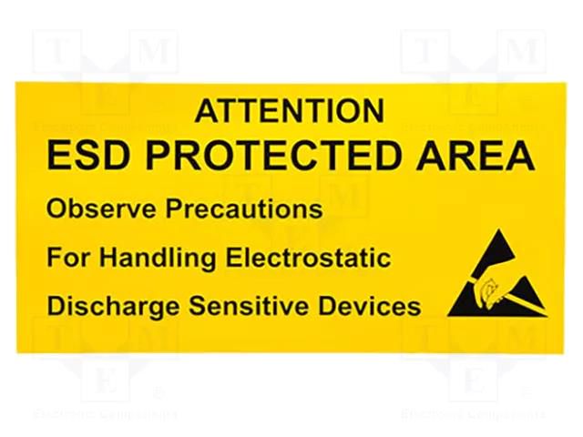 Information board; ESD; 600x300mm; yellow STATICTEC PRT-STSRP300600