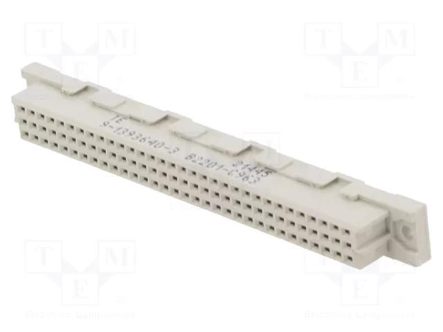 Connector: DIN 41612; socket; female; PIN: 64; straight; THT; 2.54mm TE Connectivity 9-1393640-3