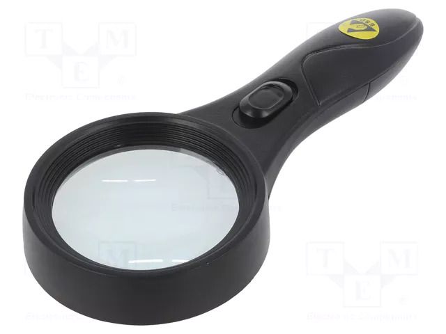 Tool: hand magnifier; ESD; Mag: x2.25; Illumin: LED,UV LED; Ø60mm INSPEKTEC PRT-IN1200ESD