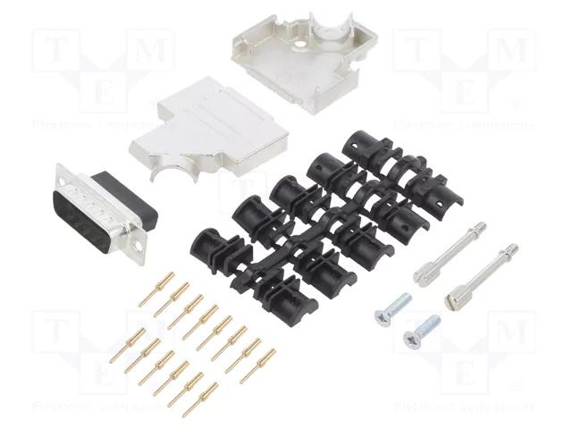Connector: D-Sub; PIN: 15; plug; male; crimped; for cable; black ENCITECH D45ZK15-DBCP-K
