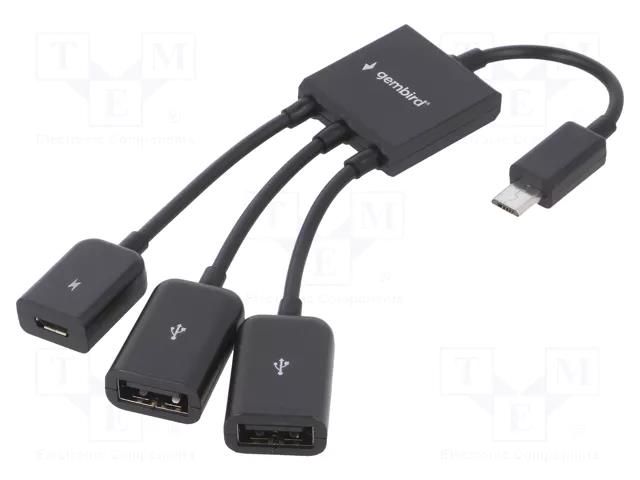 Adapter; USB A socket x2,USB B micro socket,USB B micro plug GEMBIRD UHB-OTG-02