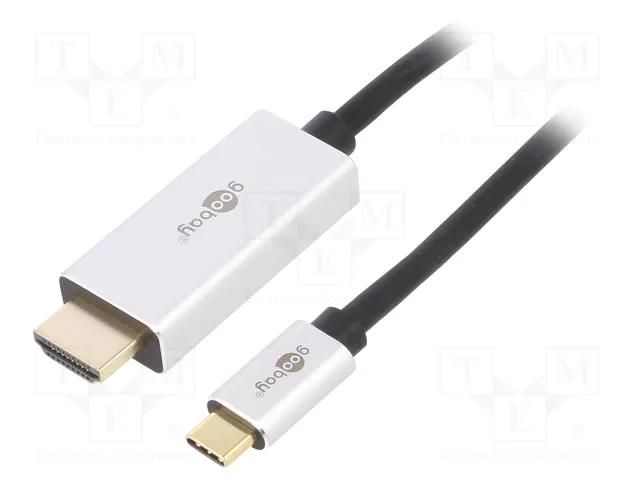 Adapter; HDCP 2.2,HDMI 2.1; HDMI plug,USB C plug; gold-plated Goobay USBC-HDMI-2M