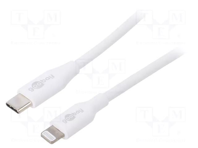 Cable; USB 2.0; Apple Lightning plug,USB C plug; 2m; white; 87W Goobay USBC-LIGHT-2.0WH