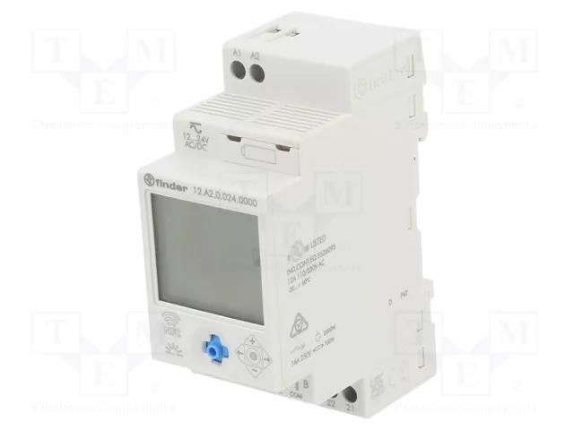 Programmable time switch; Range: 1min÷7days; DPDT; 12÷24VDC; IP20 FINDER 12.A2.0.024.0000