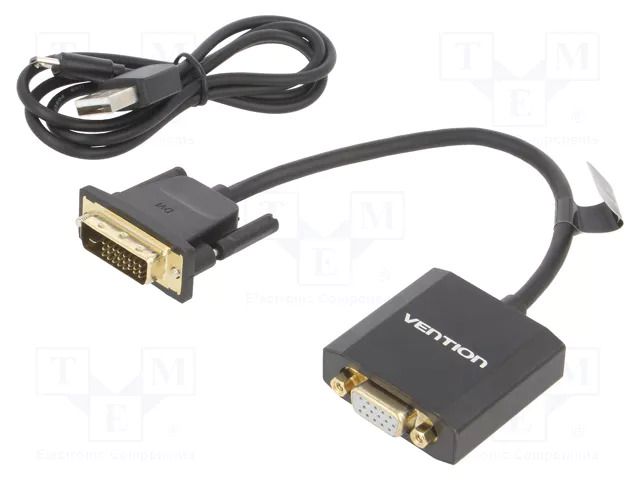 Converter; PVC; Full HD 1080p; Len: 0.15m; Øcable: 5mm; black VENTION EBABB