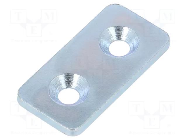 Flat bar; for profiles; with bore for countersunk screws; steel ELESA+GANTER GN967-20-40-F-1-ZB