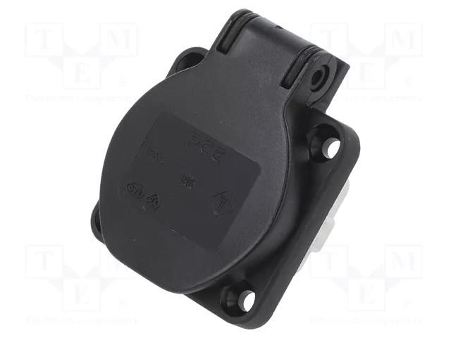 Connector: AC supply; socket; 2P+PE; 250VAC; 16A; black; PIN: 3; IP54 PCE 105-0S
