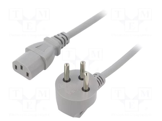 Cable; 3x0.75mm2; IEC C13 female,IS1-16P (H) plug angled; PVC LIAN DUNG SN32-3/07/1.8GY