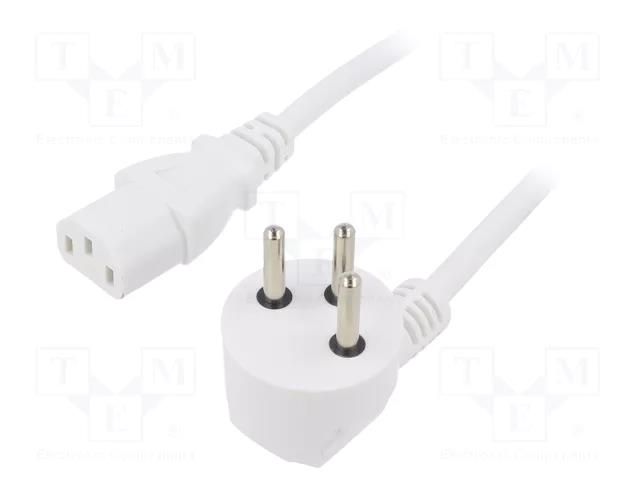 Cable; 3x1mm2; IEC C13 female,IS1-16P (H) plug angled; PVC; 3m LIAN DUNG SN32-3/10/3WH
