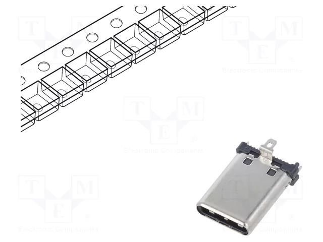 Connector: USB C; plug; SMT; PIN: 24; vertical; top board mount GCT USB4151-GF-C