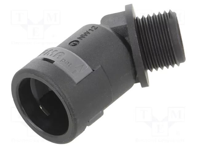 45° angled connector; Thread: metric,outside; polyamide 6; black PMA I-BVAD-M162GT