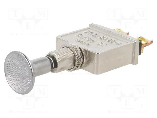 Switch: push-pull; Pos: 2; 75A/28VDC; chrome; Illumin: none; PP SWITCH COMPONENTS PP-1A-DC-7-M