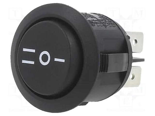 ROCKER; DP3T; Pos: 3; ON-OFF-ON; 10A/28VDC; black; none; RA; UL94V-2 SWITCH COMPONENTS RA1-2F-DC-2-B-5