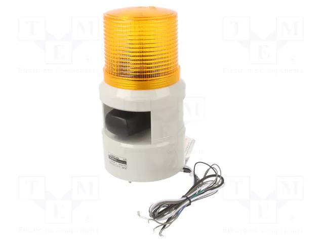 Signaller: lighting-sound; 24VDC; siren,flashing light; amber QLIGHT S100DS-WM-24-A