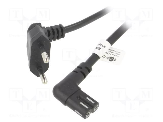 Cable; CEE 7/16 (C) plug angled,IEC C7 female angled; PVC; 5m Goobay SN16-02/07/050B