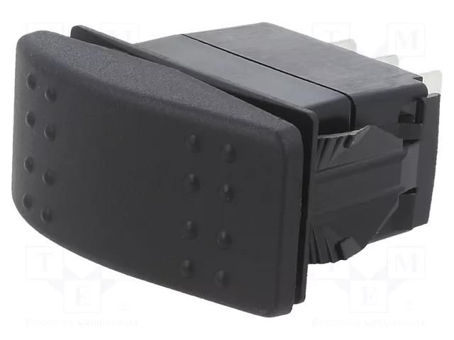 ROCKER; SP3T; Pos: 3; (ON)-OFF-(ON); 20A/14VDC; black; IP56; none SWITCH COMPONENTS SRD1-1G-DC-1-BNN